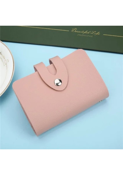 Koyu Mavi Moda Toka Pu 24 Yuvaları Kartlıklı Cüzdan Düz Renk Banka Kredi Kartı Organizatör Koruyucu Kapak Sadelik Zarif Çanta (Yurt Dışından)