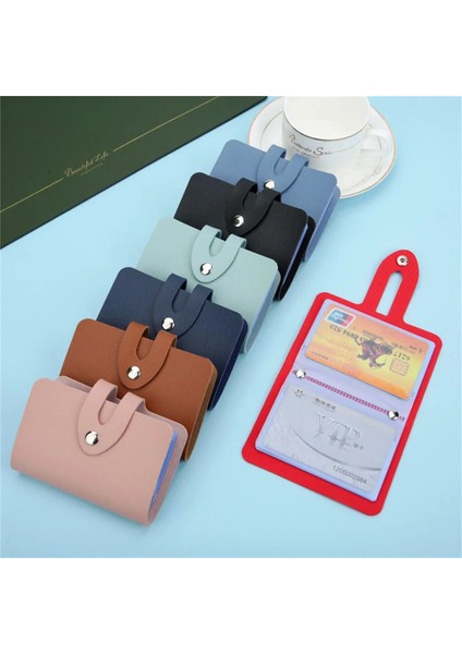 Koyu Mavi Moda Toka Pu 24 Yuvaları Kartlıklı Cüzdan Düz Renk Banka Kredi Kartı Organizatör Koruyucu Kapak Sadelik Zarif Çanta (Yurt Dışından) fiyatları