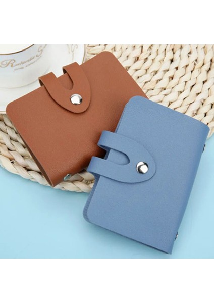 Koyu Mavi Moda Toka Pu 24 Yuvaları Kartlıklı Cüzdan Düz Renk Banka Kredi Kartı Organizatör Koruyucu Kapak Sadelik Zarif Çanta (Yurt Dışından) indirimleri