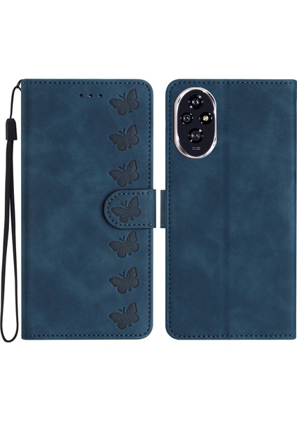 Honor 200 Için Yedi Kelebek Kabartmalı Pu Kılıf (Yurt Dışından)