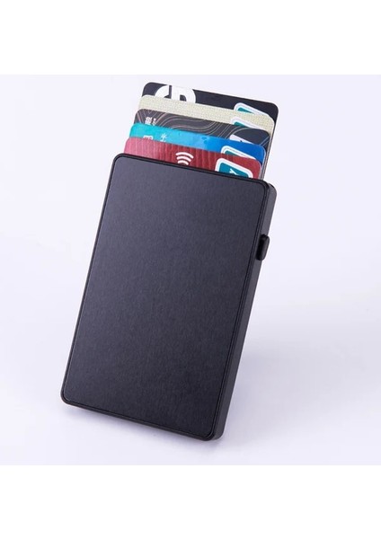 Siyah Renkli Ince Erkek Alüminyum + Plastik Rfid Kart Cüzdanı Ince Pop Up Kimlik Rfid Kart Sahibinin Adam Için Metal Kart Kutusu Kadınlar Için Kadın (Yurt Dışından)