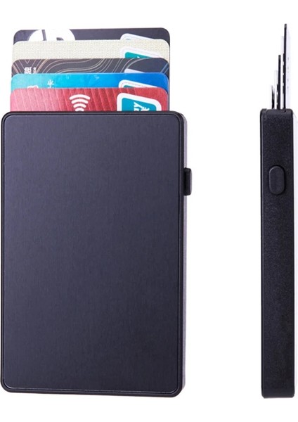 Siyah Renkli Ince Erkek Alüminyum + Plastik Rfid Kart Cüzdanı Ince Pop Up Kimlik Rfid Kart Sahibinin Adam Için Metal Kart Kutusu Kadınlar Için Kadın (Yurt Dışından) fiyatları