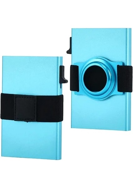 Mavi Ince Alüminyum Kart Tutucu Hava Etiketi Erkekler Için Minimalist Cüzdan Iş Kredi Kartı Tutucu Rfid Otomatik Açılır Kart Sahibi 2023 (Yurt Dışından)