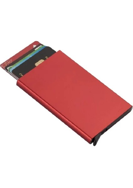 Kırmızı Yeni Anti-Hırsızlık Kimliği Alüminyum Cüzdan Kılıfı Kredi Kartı Tutucu Mini Rfid Cüzdan Otomatik Pop Up Banka Kartı Kılıfı (Yurt Dışından)