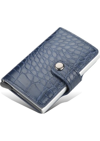 Mavi Yeni Rfid Kart Tutucu Erkek Cüzdan Para Çantası Erkek Vintage Kısa Çanta Küçük Deri Ince Cüzdan Mini Cüzdan Ince (Yurt Dışından)