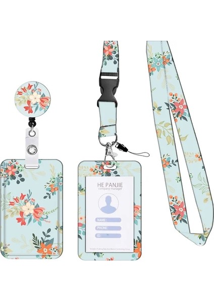 19 1 Takım Çiçekler Kadın Çalışma Kartı Tutucu Adı Kimlik Kartı Kapağı Plastik Iş Kimlik Rozeti Kimlik Kartı Çantaları Iş Çantası ile Kordon (Yurt Dışından)