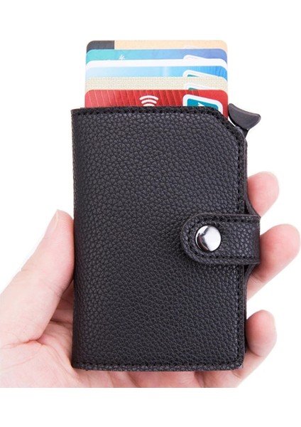 Gri 2020NEW Düğme Kredi Kartı Tutucu Rfid Engelleme Minimalist Cüzdan Pop-Up Güvenlik Kartı Kılıfı Ince Anti-Hırsızlık Kimlik Tutucu (Yurt Dışından) modelleri