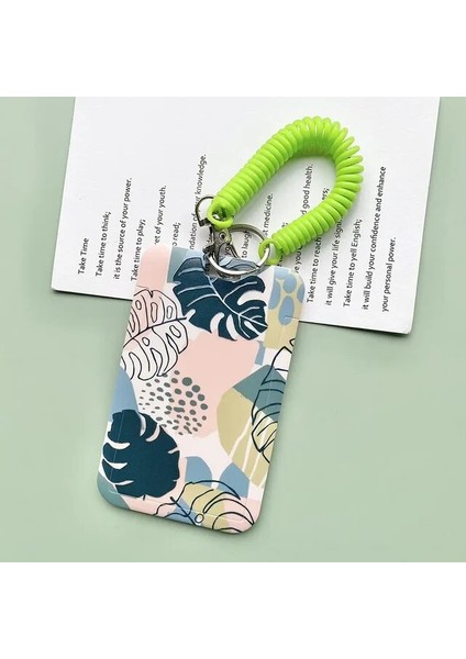 Elastik Ip No2 Iş Kimlik Yaka Kartı Kart Tutucu Kılıf Çanta Yeşil Bitki Kredi Kartı Kapağı Kordon Dize ile Öğrenci Otobüs Kartı Kılıfı (Yurt Dışından)