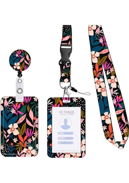 19 1 Takım Çiçekler Kadın Çalışma Kartı Tutucu Adı Kimlik Kartı Kapağı Plastik Iş Kimlik Rozeti Kimlik Kartı Çantaları Iş Çantası ile Kordon (Yurt Dışından) fırsatları