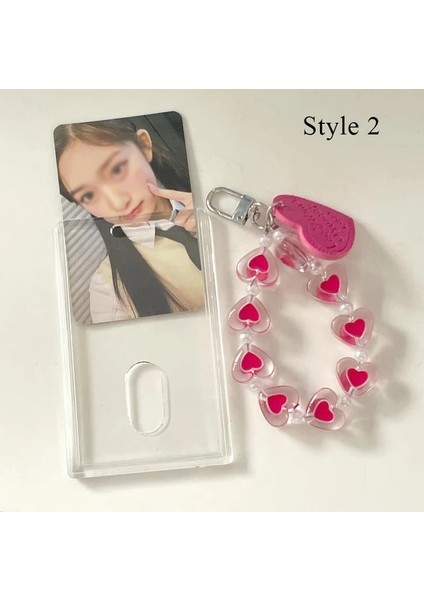 C2 Sevimli Pembe Kart Tutucu Kapak Anahtarlık Dikey Kart Kapağı Depolama Kılıfı Yatay Kart Durumda Sürgülü Geometrik Sevimli Diy Ins (Yurt Dışından)