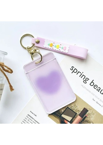 Anahtarlık Mor Aşk Desen Kart Kapağı Kadın Çocuk Otobüs Kredi Kimlik Adı Iş Çalışma Bankası Kartı Rozeti Tutucu Su Geçirmez Koruyucu Kapak (Yurt Dışından)