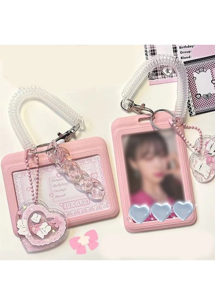 E4 Sevimli Pembe Kart Tutucu Kapak Anahtarlık Dikey Kart Kapağı Depolama Kol Yatay Kart Durumda Sürgülü Geometrik Sevimli Diy Ins (Yurt Dışından) fiyatları