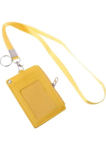 Sarı Moda Iş Kredi Kartı Kimlik Rozeti Bozuk Para Cüzdanı Tutucu Boyun Askısı Ipi Anahtarlık (Yurt Dışından)