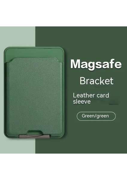 Yeşil 3mstick Üreticileri Doğrudan Satış Pu Deri Magsafe Manyetik Kart Çantası Cep Telefonu Standı Veya 3m Macun Masaüstü Tutucu (Yurt Dışından)