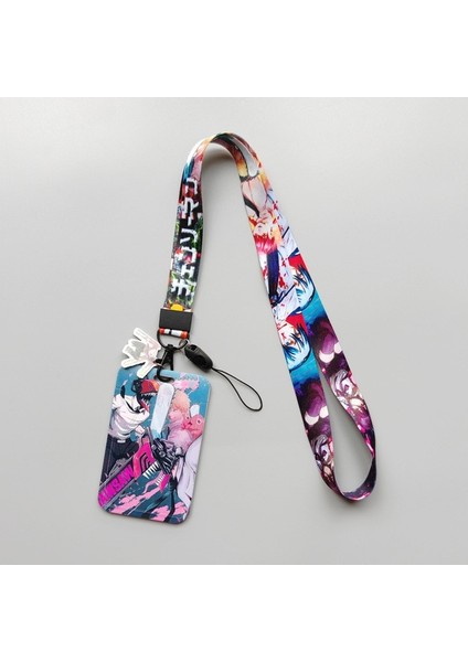 Dj-B 1 Takım Anime Testere Adam Kart Kılıfları Kart Kordon Anahtar Kordon Cosplay Rozeti Kimlik Kartları Sahipleri Boyun Askıları Anahtarlıklar (Yurt Dışından)