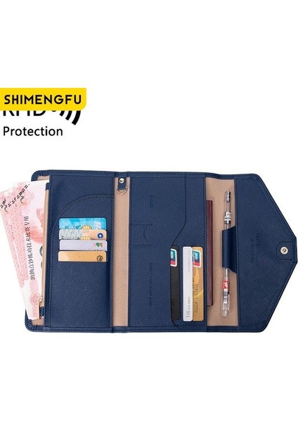 Mavi Su Geçirmez Pasaport Tutucu Seyahat Cüzdanı Çok Fonksiyonlu Erkek Erkek Cüzdan Kart Sahibinin Debriyaj Fotoğraf Tutucu Iş Çantalar Cüzdan (Yurt Dışından)