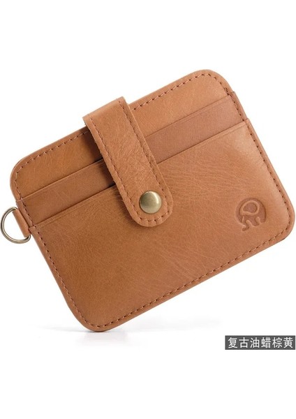 F 100% Dana Derisi Kredi Kartı Tutucu Kadın Erkek Mini Ince Cüzdan Küçük Bozuk Para Cüzdanı Banka Kimlik Kartı Durumda Paket Kese Kart Sahibinin (Yurt Dışından)