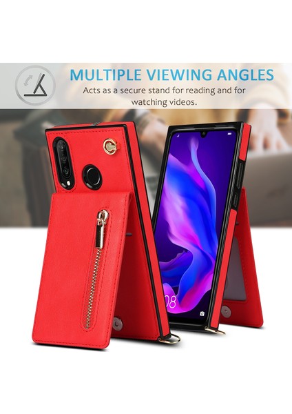Huawei P30 Için Çapraz Vücut Fermuar Tpu + Pu Arka Kılıf (Yurt Dışından) fırsatları