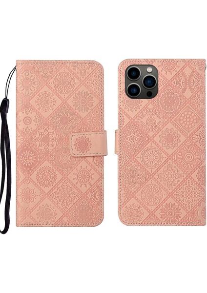 iPhone 14 Pro Max Için Etnik Stil Deri Kılıf (Yurt Dışından)