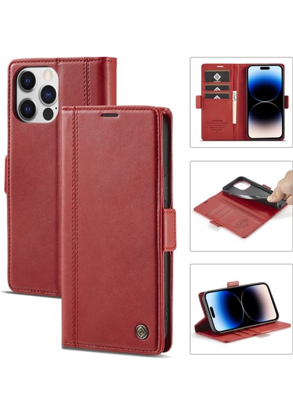 iPhone 14 Pro Için Lc.ımeeke Manyetik Tokalı Deri Kılıf (Yurt Dışından)