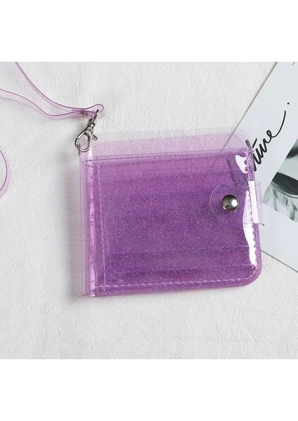 Cüzdan -Mor Moda 2 Bit Şeffaf Su Geçirmez Pvc Kadın Kız Kart Kılıfı Kartvizitlik Erkekler Kredi Kartı Çantası Kimlik Kartı Mini Cüzdan (Yurt Dışından)