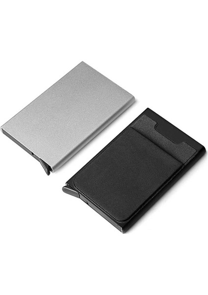 Siyah Gri Ince Erkek Alüminyum Cüzdan Arka Kılıflı Kimlik Kartı Tutucu Rfid Koruması Mini Metal Otomatik Açılır Kredi Kartı Kılıfı Bozuk Para Cüzdanı (Yurt Dışından) fırsatları