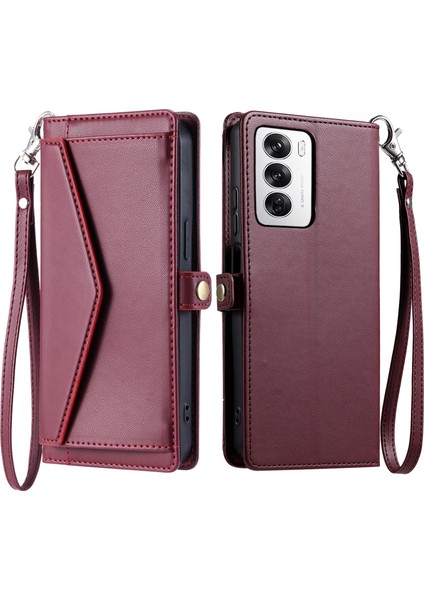 Oppo RENO12 5g Global Için Cüzdan Çoklu Kart Yuvası Pu Kılıf (Yurt Dışından)