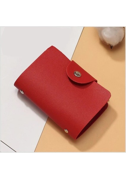 Stil 2 Kırmızı Pvc Kart Tutucu Iş Bankası Kartı Cebi Büyük Kapasiteli 24 Bit Kredi Kartı Nakit Depolama Klip Organizatör Vaka Kimlik Tutucu Kese (Yurt Dışından)