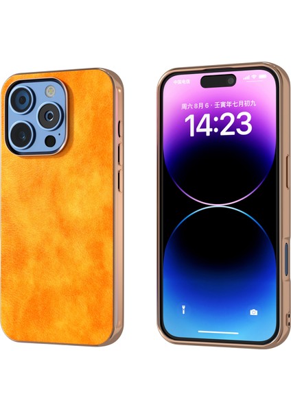 iPhone 16 Pro Için Çift Renkli Lichi Doku Kılıfı (Yurt Dışından)