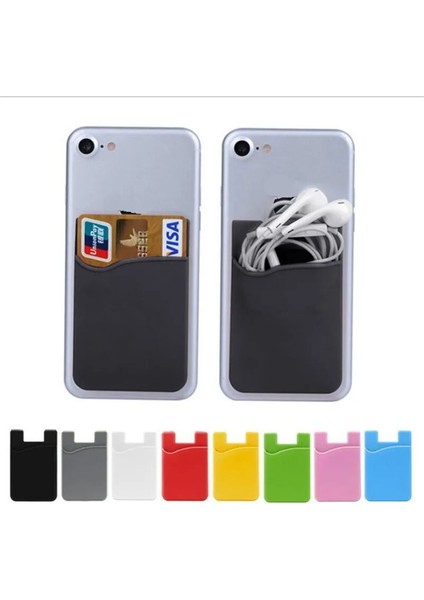 Kırmızı Silikon Telefon Kartı Tutucu Cüzdan Kılıfı Telefon Cüzdanı Kredi Kartı Tutucu Telefon Cebi Üzerinde Sopa Neredeyse Tüm Cep Telefonları (Yurt Dışından) modelleri