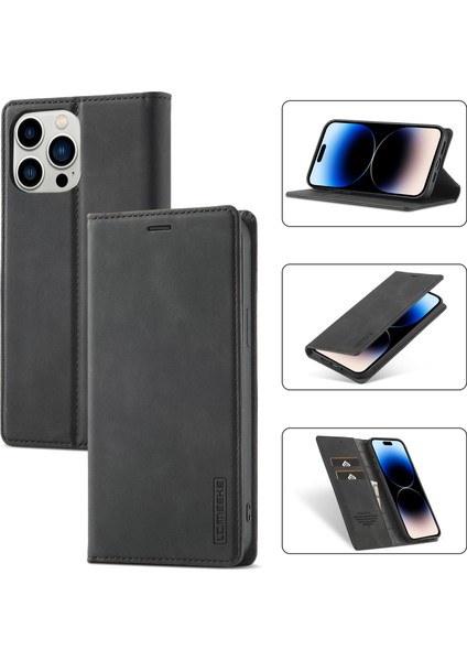 Lc.ımeeke iPhone 14 Pro Için Güçlü Manyetik Deri Kılıf (Yurt Dışından)