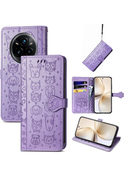 Realme 14 Pro+ Için Kedi ve Köpek Kabartmalı Kılıf (Yurt Dışından)