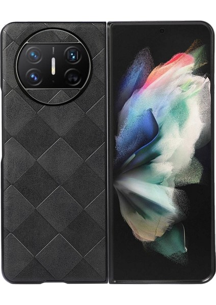 Huawei Mate X3 Için Örgü Ekose Pu Telefon Kılıfı (Yurt Dışından)
