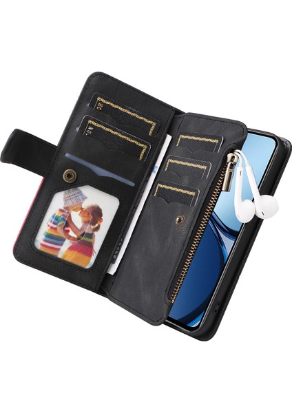 Realme C63 / C61 / Note 60 Için 9 Kartlı Fermuarlı Pu Telefon Kılıfı (Yurt Dışından) indirimleri