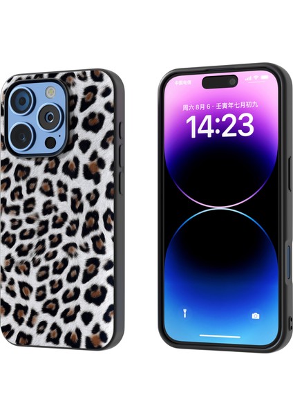 iPhone 15 Pro Için Siyah Kenarlı Leopar Kılıf (Yurt Dışından)