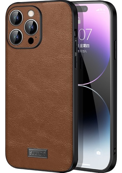 iPhone 14 Pro Max Için Tpu + El Yapımı Deri Kılıf (Yurt Dışından)