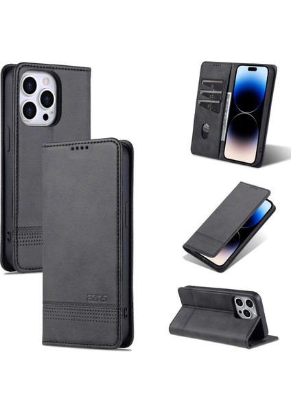 iPhone 14 Pro Için Azns Buzağı Dokulu Kılıf (Yurt Dışından)