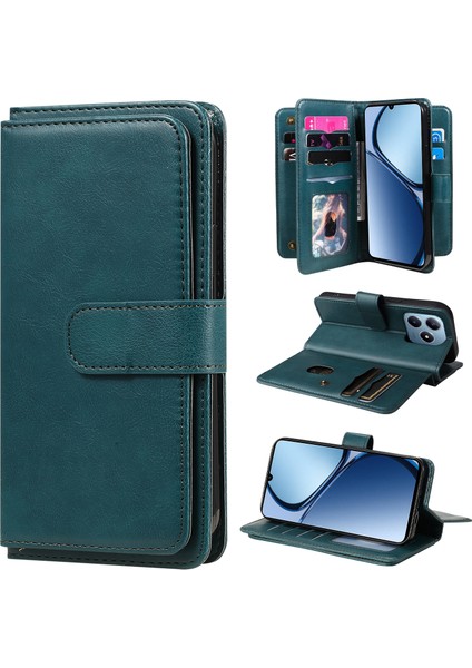 Realme C63 / C61 / Note 60 Için 10 Kartlı Cüzdan Pu Telefon Kılıfı (Yurt Dışından)