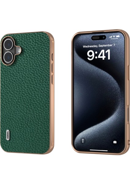 iPhone 16 Plus Için Abe Kaplama Litchi Doku Kılıfı (Yurt Dışından)