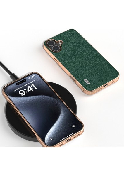 iPhone 16 Plus Için Abe Kaplama Litchi Doku Kılıfı (Yurt Dışından) modelleri