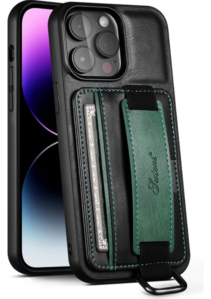 iPhone 14 Pro Max Için Bilek Kayışı Pu Telefon Kılıfı (Yurt Dışından)