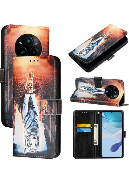 Realme 14 Pro+ 5g Için Düz Dokuma Pu Telefon Kılıfı (Yurt Dışından)