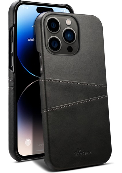 iPhone 14 Pro Max Için Buzağı Dokulu Kart Yuvaları Telefon Kılıfı (Yurt Dışından)