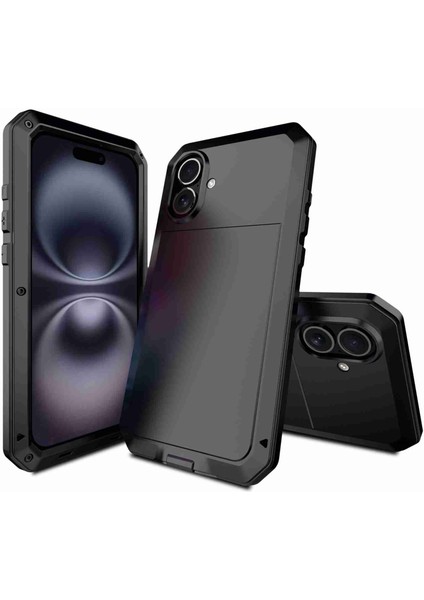 iPhone 16 Için Üçlü Dayanıklı Metal Telefon Kılıfı (Yurt Dışından)