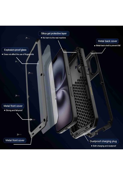 iPhone 16 Için Üçlü Dayanıklı Metal Telefon Kılıfı (Yurt Dışından) fırsatları