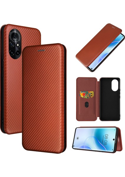 Huawei Nova 8 5g Karbon Fiber Manyetik Pu Kılıf Için (Yurt Dışından)