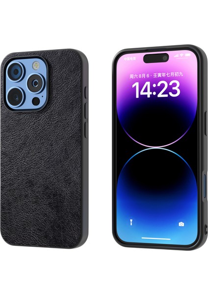iPhone 16 Pro Için Lichi Texture Pu Kılıf (Yurt Dışından)