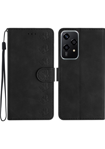 Honor 200 Lite Global Için Yedi Kelebek Kabartmalı Pu Kılıf (Yurt Dışından)