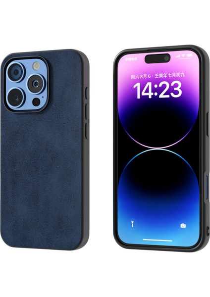 iPhone 16 Pro Için Siyah Kenarlı Dana Dokulu Pu Kılıf (Yurt Dışından)
