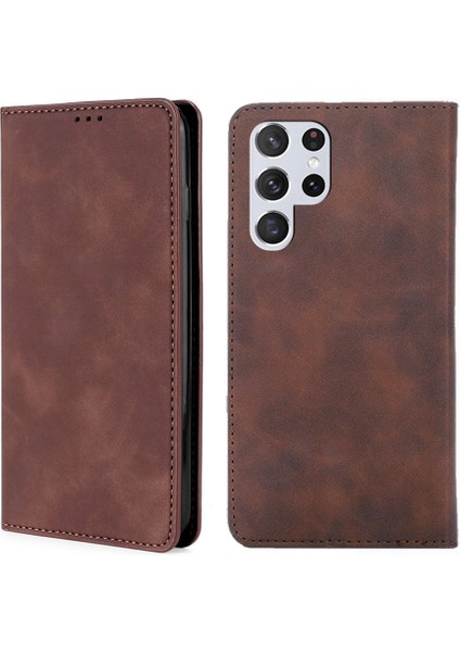 Samaung Galaxy S22 Ultra 5g Için Skin Fe Manyetik Pu Kılıf (Yurt Dışından)